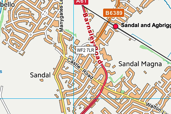 WF2 7LR map - OS VectorMap District (Ordnance Survey)