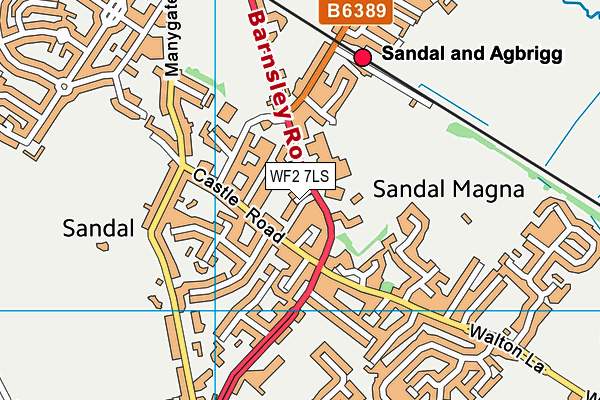 WF2 7LS map - OS VectorMap District (Ordnance Survey)