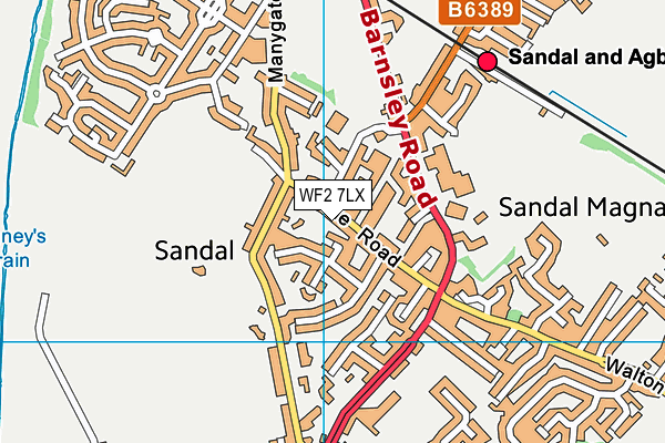 WF2 7LX map - OS VectorMap District (Ordnance Survey)