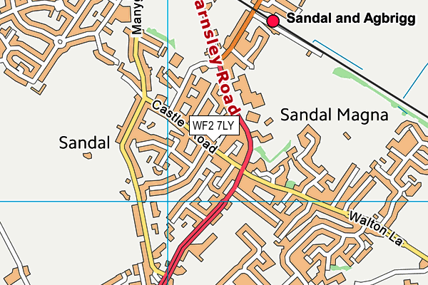 WF2 7LY map - OS VectorMap District (Ordnance Survey)