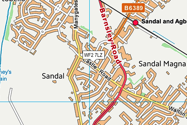 WF2 7LZ map - OS VectorMap District (Ordnance Survey)