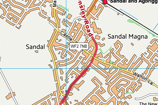 WF2 7NB map - OS VectorMap District (Ordnance Survey)