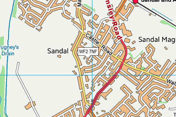 WF2 7NF map - OS VectorMap District (Ordnance Survey)