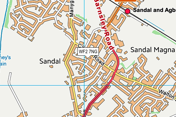 WF2 7NG map - OS VectorMap District (Ordnance Survey)