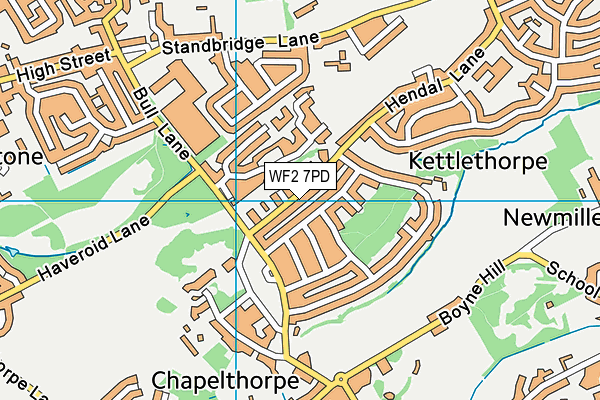 WF2 7PD map - OS VectorMap District (Ordnance Survey)