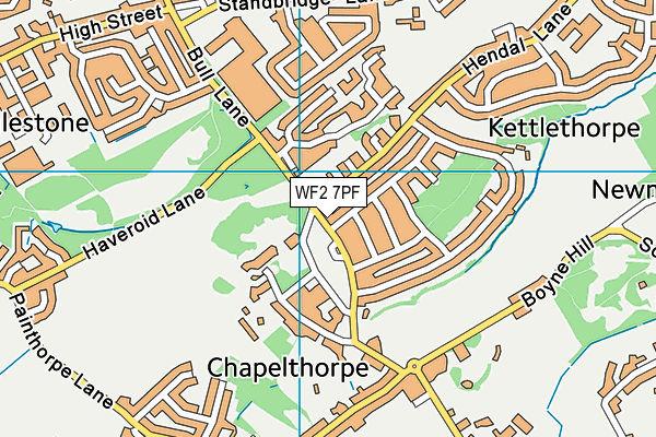 WF2 7PF map - OS VectorMap District (Ordnance Survey)