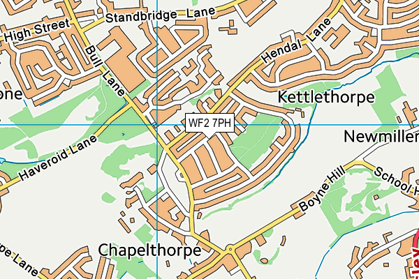 WF2 7PH map - OS VectorMap District (Ordnance Survey)