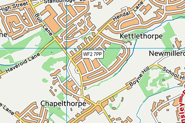 WF2 7PP map - OS VectorMap District (Ordnance Survey)