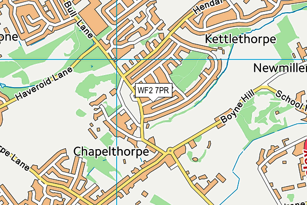 WF2 7PR map - OS VectorMap District (Ordnance Survey)