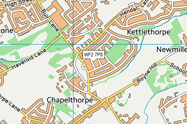 WF2 7PS map - OS VectorMap District (Ordnance Survey)