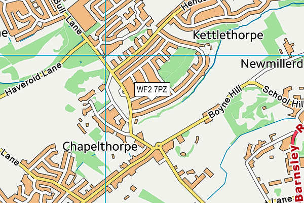 WF2 7PZ map - OS VectorMap District (Ordnance Survey)