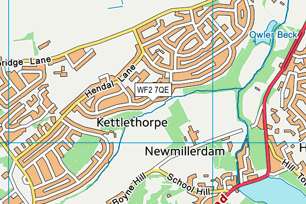 WF2 7QE map - OS VectorMap District (Ordnance Survey)