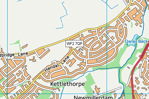 WF2 7QP map - OS VectorMap District (Ordnance Survey)