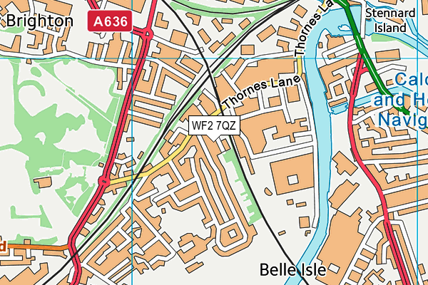 WF2 7QZ map - OS VectorMap District (Ordnance Survey)