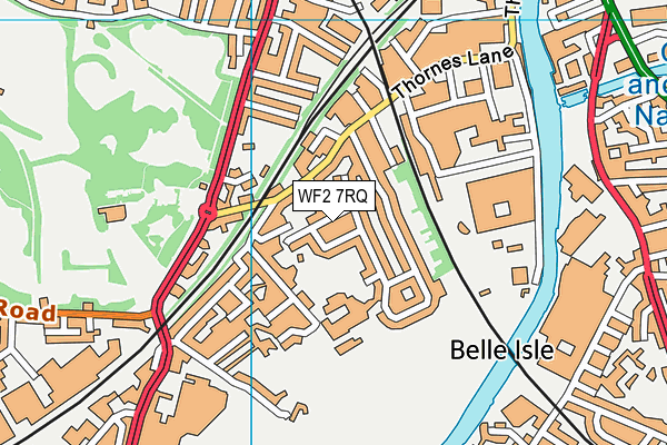 WF2 7RQ map - OS VectorMap District (Ordnance Survey)