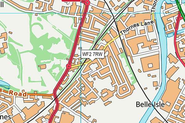 WF2 7RW map - OS VectorMap District (Ordnance Survey)