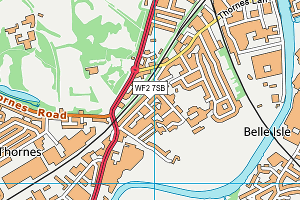 WF2 7SB map - OS VectorMap District (Ordnance Survey)