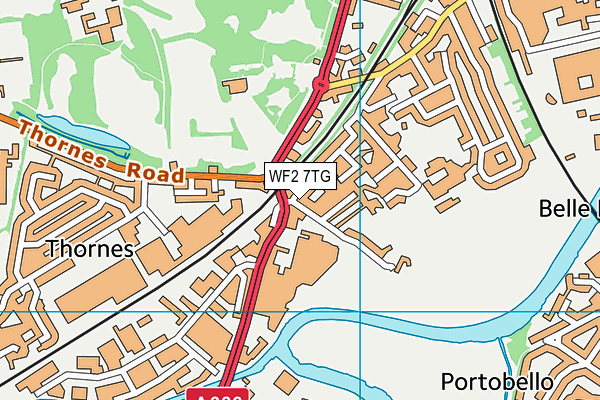 WF2 7TG map - OS VectorMap District (Ordnance Survey)