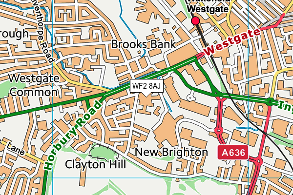 WF2 8AJ map - OS VectorMap District (Ordnance Survey)