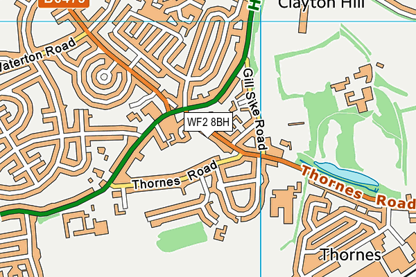 WF2 8BH map - OS VectorMap District (Ordnance Survey)