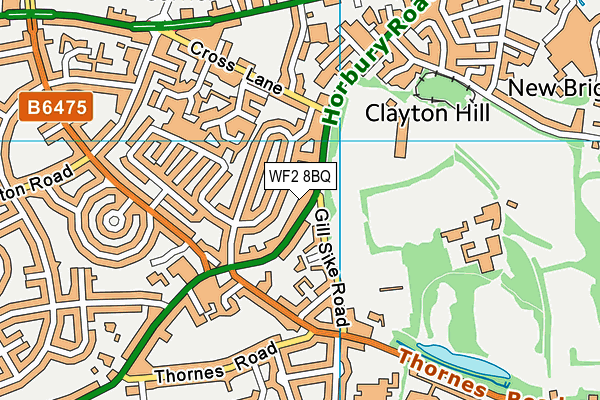 WF2 8BQ map - OS VectorMap District (Ordnance Survey)