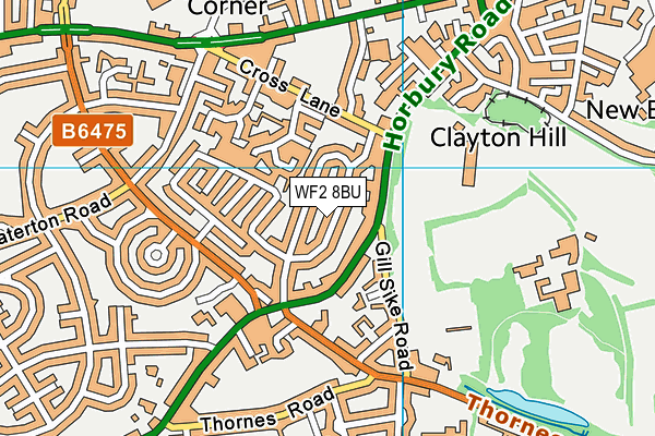 WF2 8BU map - OS VectorMap District (Ordnance Survey)