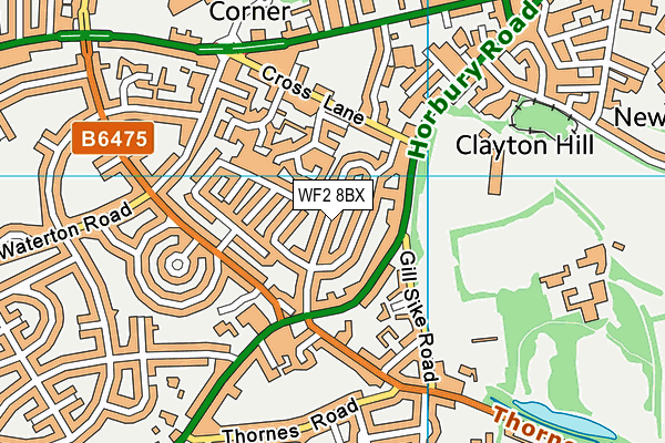 WF2 8BX map - OS VectorMap District (Ordnance Survey)