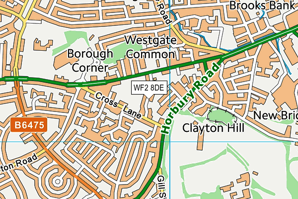 WF2 8DE map - OS VectorMap District (Ordnance Survey)