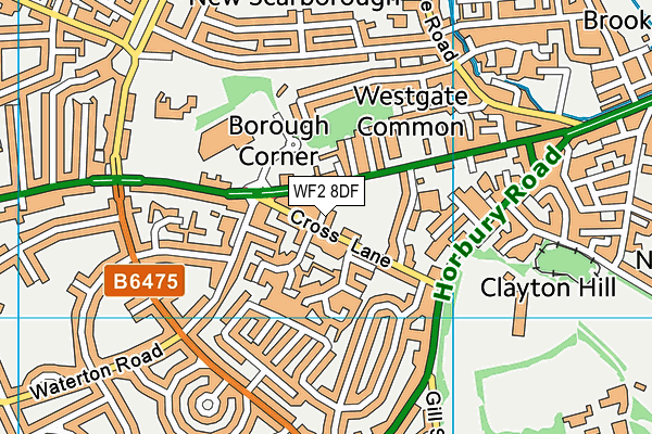 WF2 8DF map - OS VectorMap District (Ordnance Survey)