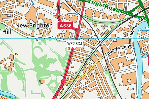 WF2 8DJ map - OS VectorMap District (Ordnance Survey)