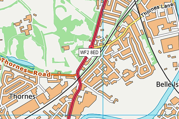 WF2 8ED map - OS VectorMap District (Ordnance Survey)