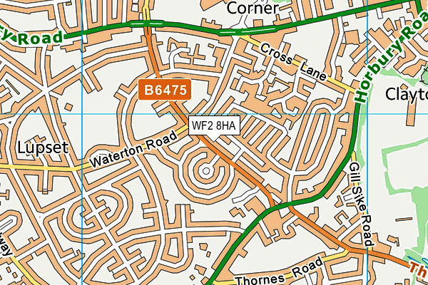 WF2 8HA map - OS VectorMap District (Ordnance Survey)