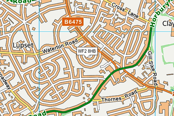 WF2 8HB map - OS VectorMap District (Ordnance Survey)