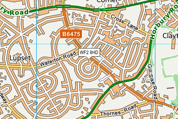 WF2 8HD map - OS VectorMap District (Ordnance Survey)