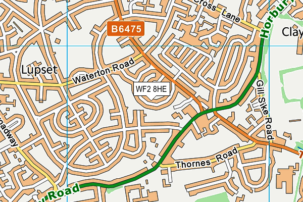 WF2 8HE map - OS VectorMap District (Ordnance Survey)