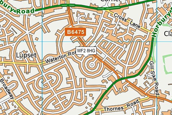 WF2 8HG map - OS VectorMap District (Ordnance Survey)