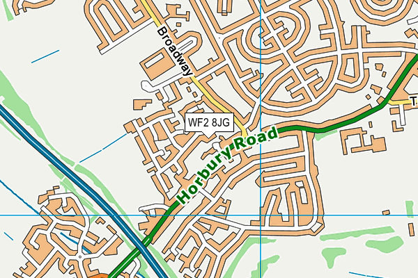 WF2 8JG map - OS VectorMap District (Ordnance Survey)