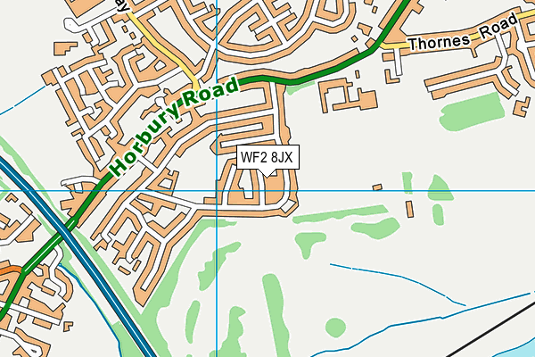 WF2 8JX map - OS VectorMap District (Ordnance Survey)