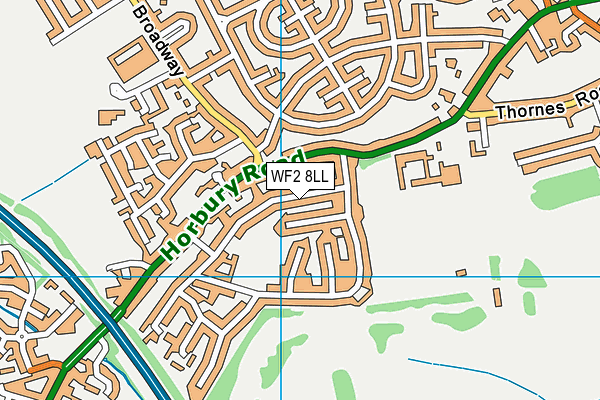 WF2 8LL map - OS VectorMap District (Ordnance Survey)