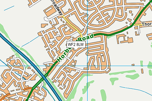 WF2 8LW map - OS VectorMap District (Ordnance Survey)