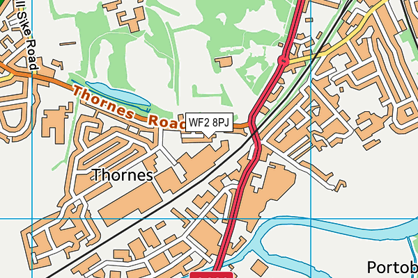 WF2 8PJ map - OS VectorMap District (Ordnance Survey)