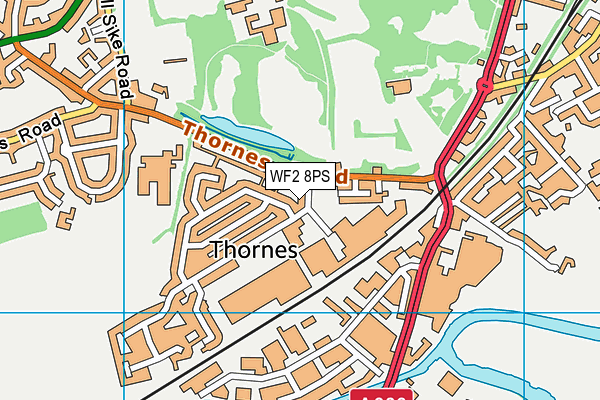 WF2 8PS map - OS VectorMap District (Ordnance Survey)