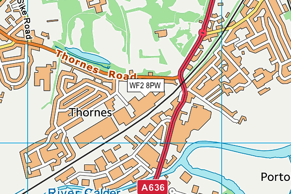 WF2 8PW map - OS VectorMap District (Ordnance Survey)