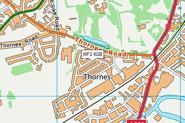 WF2 8QB map - OS VectorMap District (Ordnance Survey)