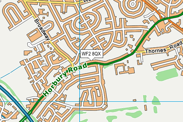 WF2 8QX map - OS VectorMap District (Ordnance Survey)