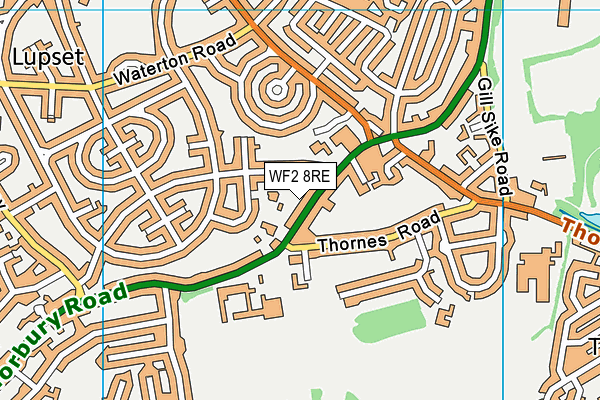 WF2 8RE map - OS VectorMap District (Ordnance Survey)