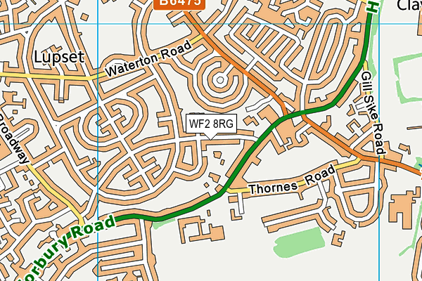 WF2 8RG map - OS VectorMap District (Ordnance Survey)