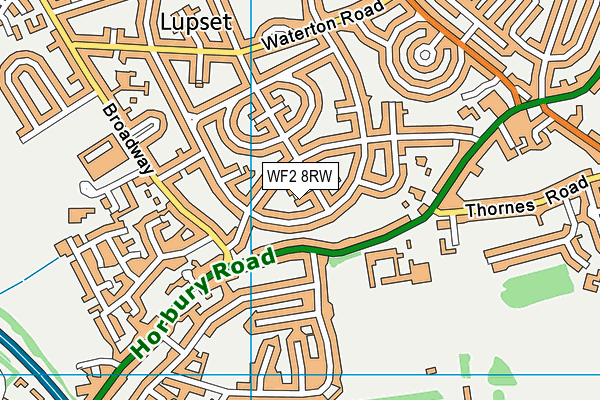 WF2 8RW map - OS VectorMap District (Ordnance Survey)