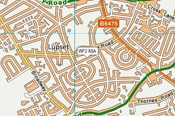 WF2 8SA map - OS VectorMap District (Ordnance Survey)