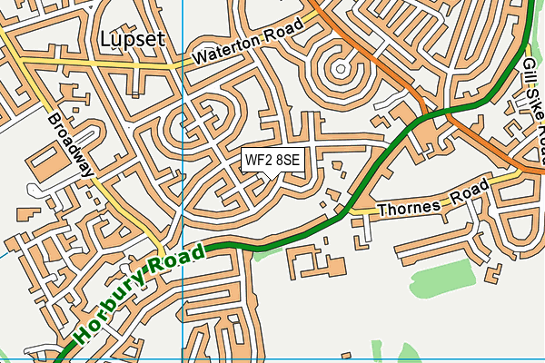 WF2 8SE map - OS VectorMap District (Ordnance Survey)